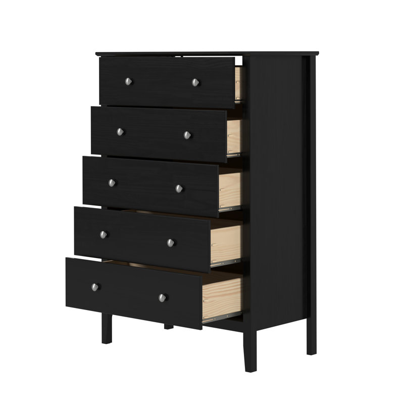 Commode 5 tiroirs Arzell, Noir