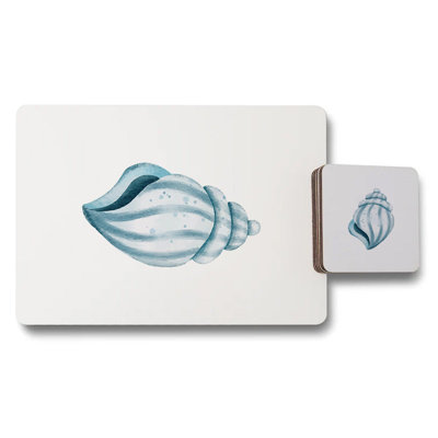 Seashell Collection Wood Placemat Coaster Set Exclusive