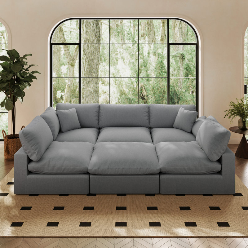 Oversized Cloud Modular Sectional Sofa, Comfy Down Filled Sectional Sofa, Upholstered Deep Seat Couches For Living Room, Detachable & Washable For All Sofa Covers