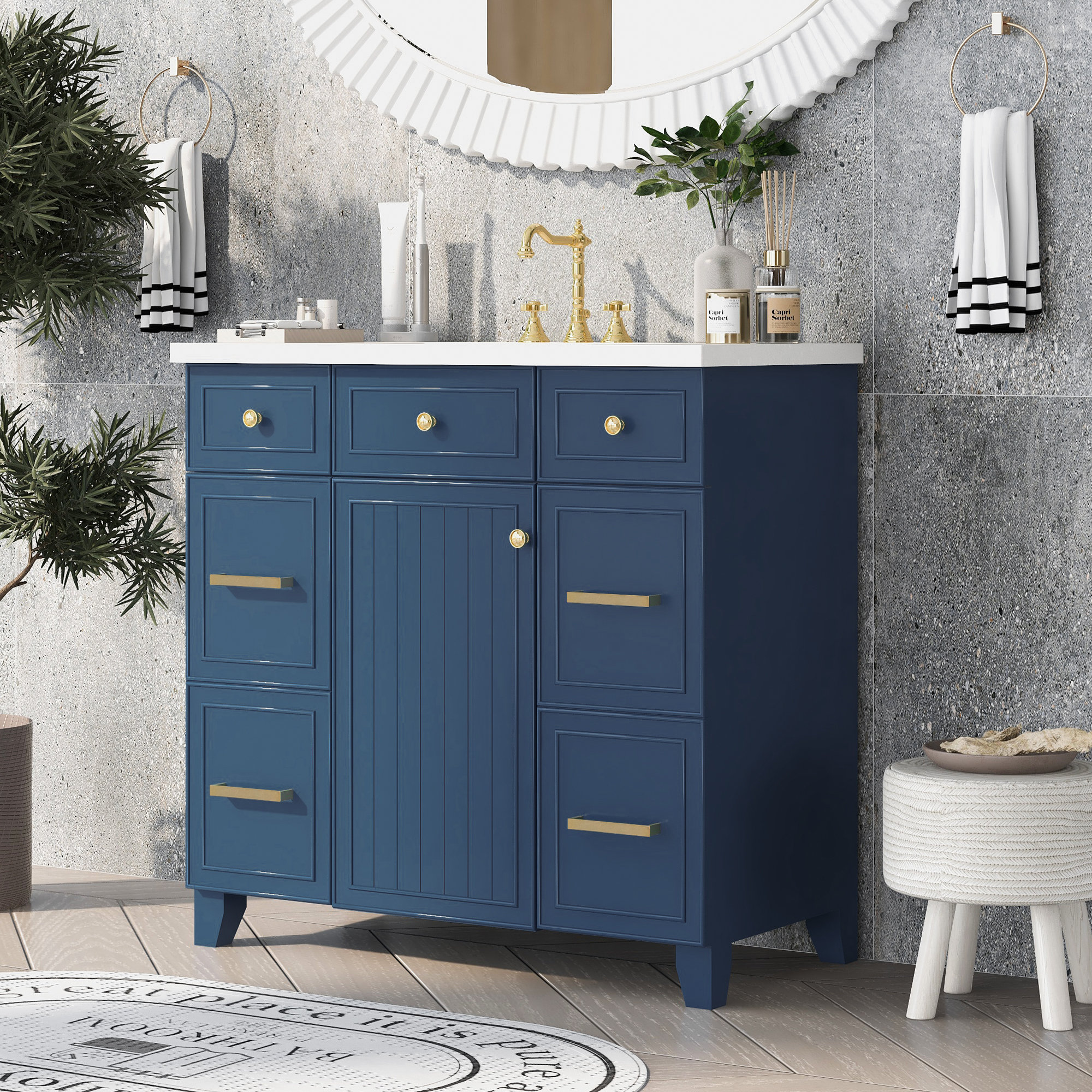 Navy blue deals sink vanity