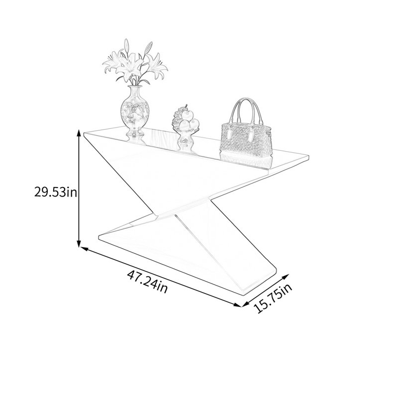 Table moderne à affichage géométrique noir, H 29,53 po x l 47,24 po x P 15,75 po