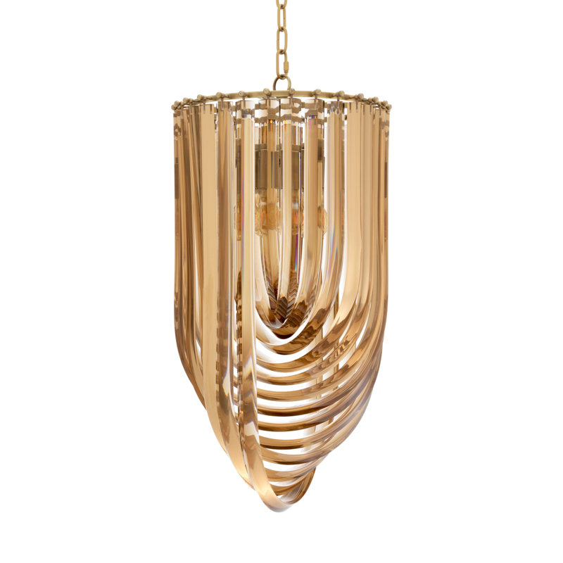 Lustre en L 4 lumières Murano, Fumée, Nickel