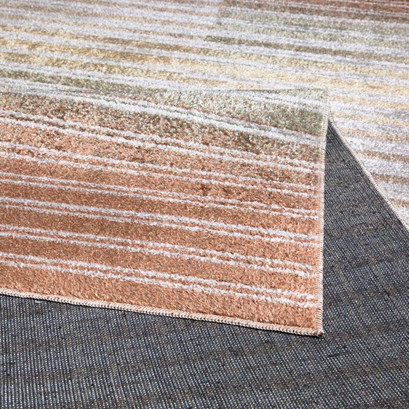 Angola Striped Brown Rug – Modern Living Room Carpet, Bedroom & Hallway Runner | Washable, Non-Shedding & Stain Resistant Area Rug