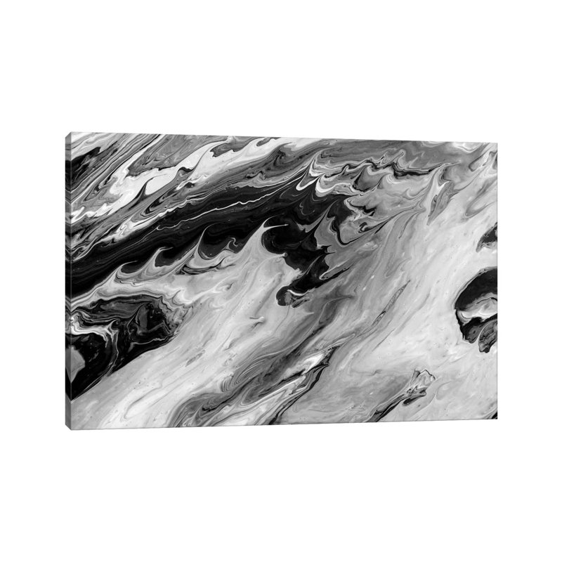 Black And White Art Textured Background II by Tatiana Amrein - Wrapped Canvas Painting, 20.32cm H x 30.48cm W x 1.905cm D