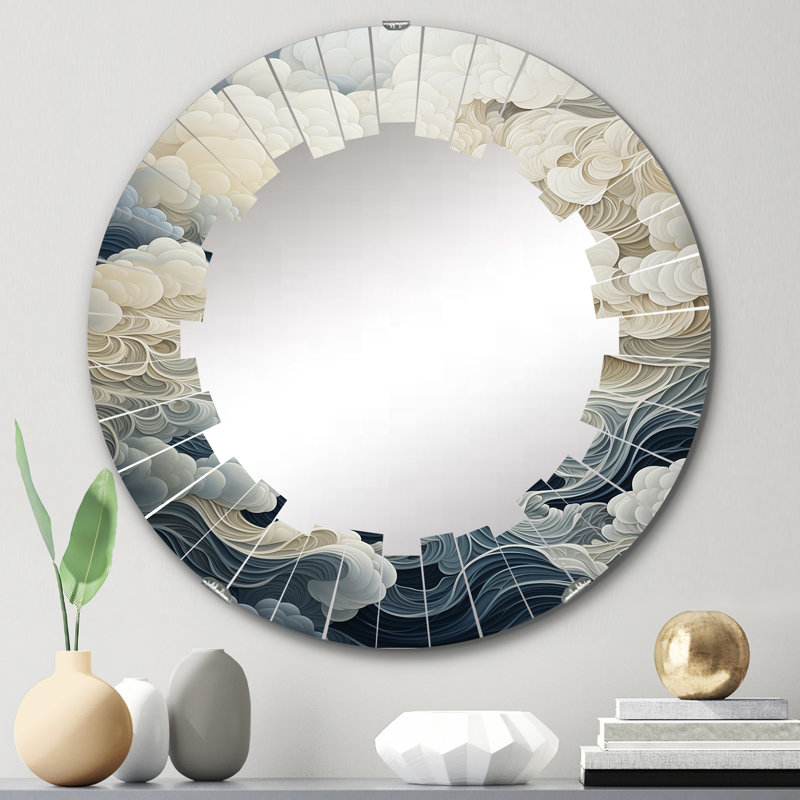 Kacem - Miroir mural nuage rond, 24 po x 24 po