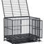 Caisse en métal pour chien avec roues verrouillables, 43 po, porte double, caisse grise amovible à roulettes, plateau