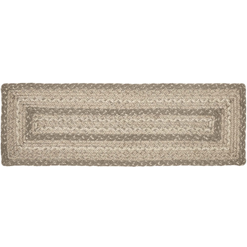 Tapis d'escalier Ava-Mai kaki / taupe / brun clair / crème, Rectangle 8,5 po x 2 pi 3 po