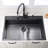 36 Inch Gunmetal Black Drop In Workstation Kithchen Sink -36 "X 22" 16 Gauge Topmount Drop In Single Bowl Stainless Steel Kitchen Sink With Accessories