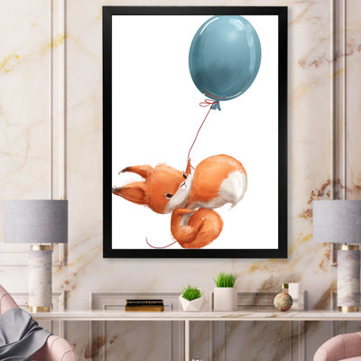 Mignon petit dessin d'un écureuil avec ballon - peinture sur toile