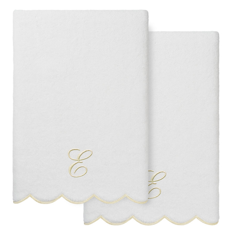  Ensemble de serviettes de bain personnalisables 100% coton turque ADORNIA 2PC, E, Serviette de bain - paquet de 2