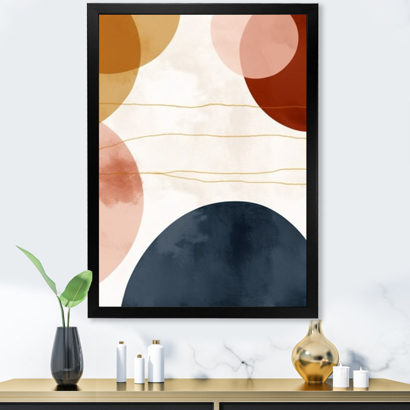 Beige Minimal Boho Pattern 6, 20" H x 12" W x 1" D, Black Single Picture Framed