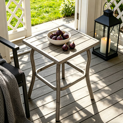 Table d'appoint en métal peint avec design minimaliste moderne, table basse décorative, noir