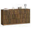 Commode cannelée à 9 tiroirs de 63 po de largeur pour chambre à coucher, commode moderne avec poignée en métal, noyer-1046292777