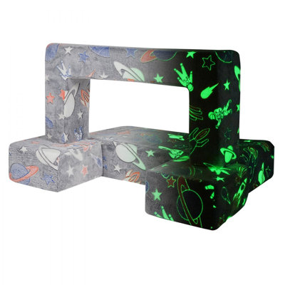 Canapé pour enfants, canapé-lit pour tout-petit 4 pièces, mobilier de salle de jeu avec siège pour enfants, canapé modulaire pour enfant avec housse amovible pour enfants, filles et garçons, gris foncé