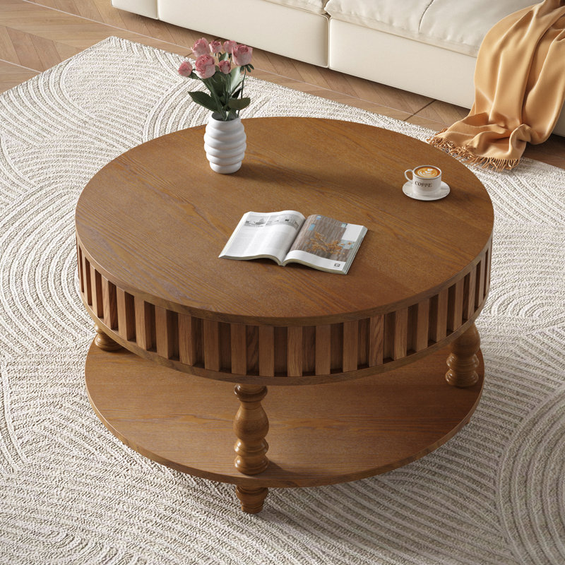 Table basse ronde cannelée 31,49 po Lewis, Brun