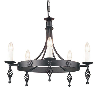 Rundell 5 - Light Waggon Wheel Chandelier