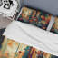 Ensemble de housse de couette en microfibre / polyester à motif abstrait orange et bleu Nostalgia II Bedding-1392710578
