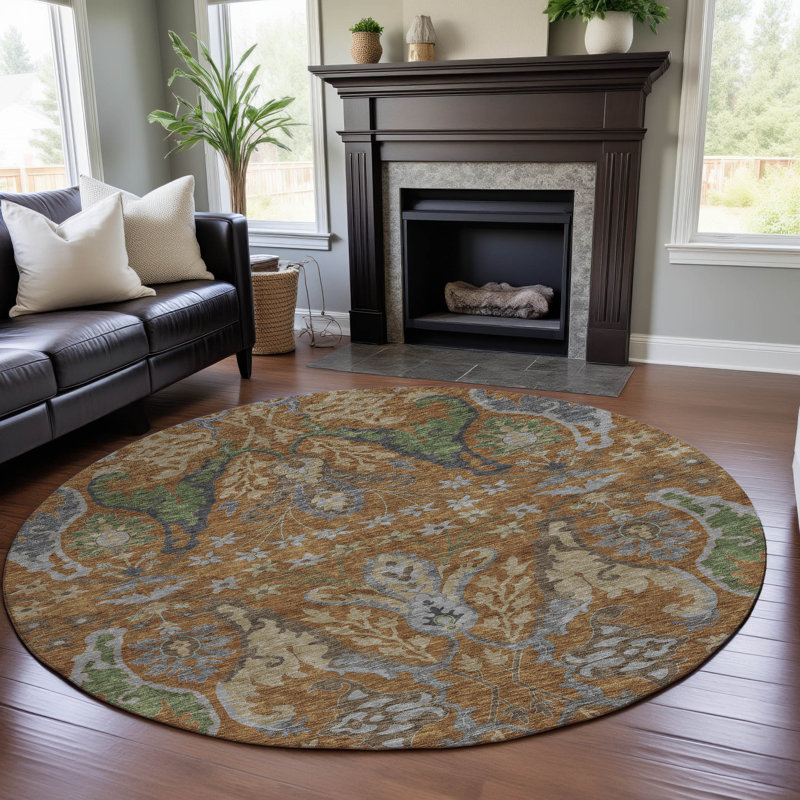 Tapis Gurubaksh AMF1153 de qualité supérieure lavable à la machine, Rond 8 pi