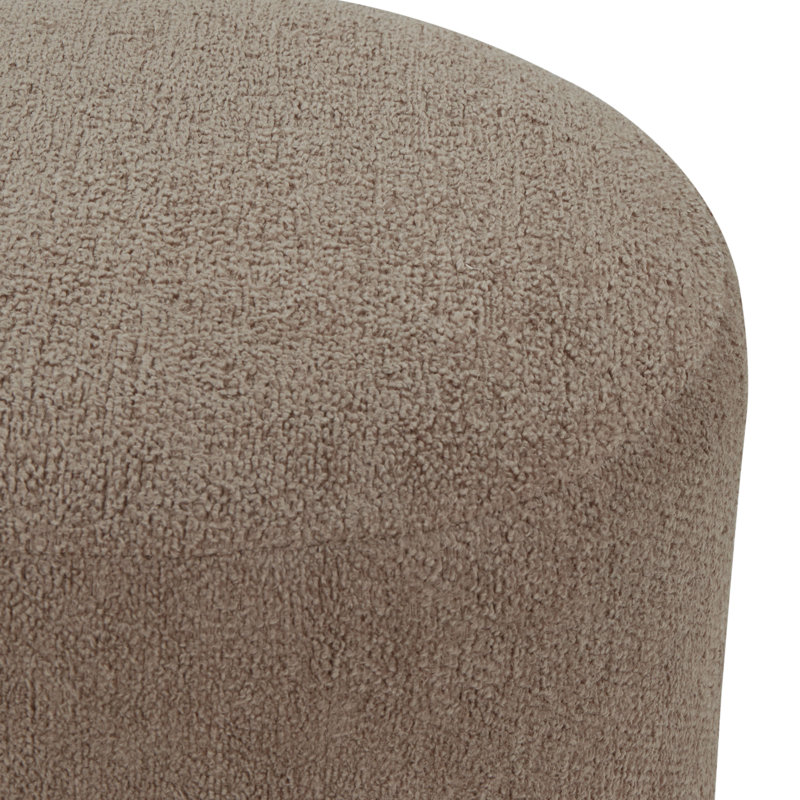 Nikolas Round Boucle Ottoman, Light Brown