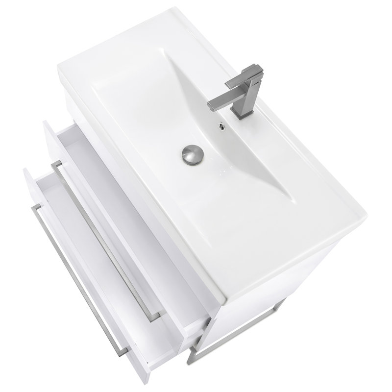 Taft Avenue 36'' Single Bathroom Vanity with Ceramic Top, White, Polished Chrome