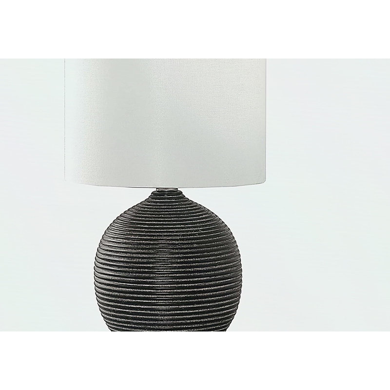 Lighting, H 16 po, résine noire, abat-jour ivoire / crème, contemporain