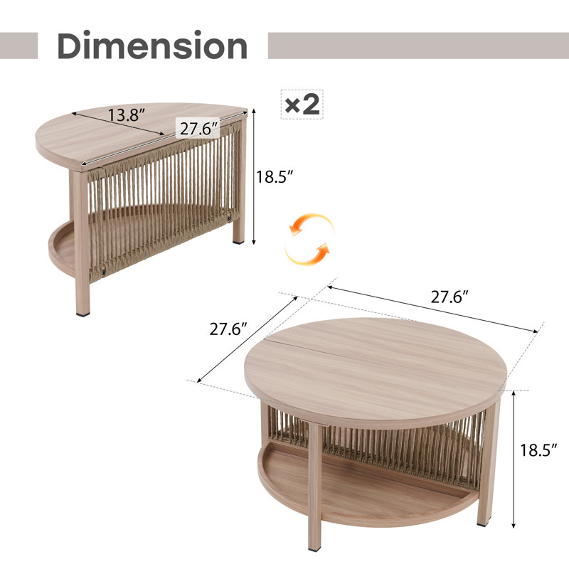 Ensemble de tables d'appoint courbées 2 pièces Stonyford