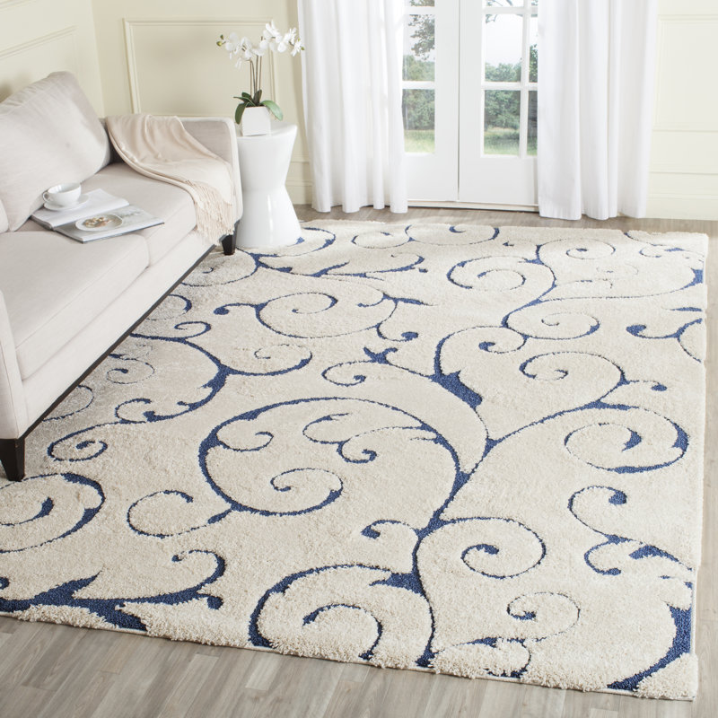 Benedetti Hooked Rug, Rectangle 122 x 183 cm, Cream/Blue