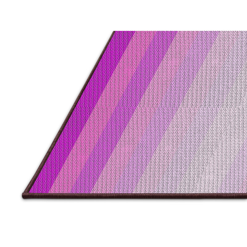 Tapis rayé rose / blanc Hanahan, Rectangle 5 pi x 7 pi