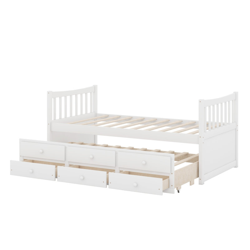 Daybed With Trundle And Drawers, White