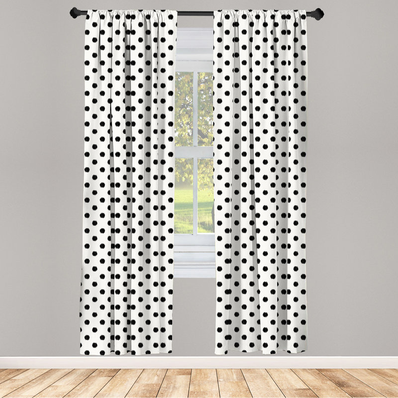  Polka Dots Semi-Sheer Rod Pocket Curtain Panels, 28" x 95"