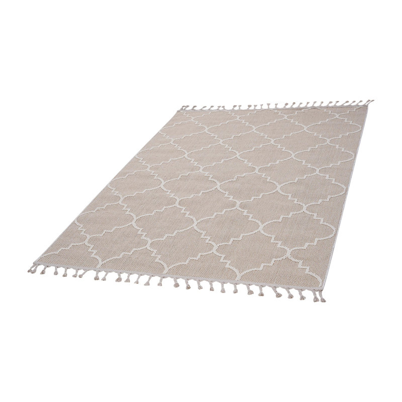 Collection Ivory /Trellis Indoor/Outdoor Area Rug, Rectangle 7'9" x 10'