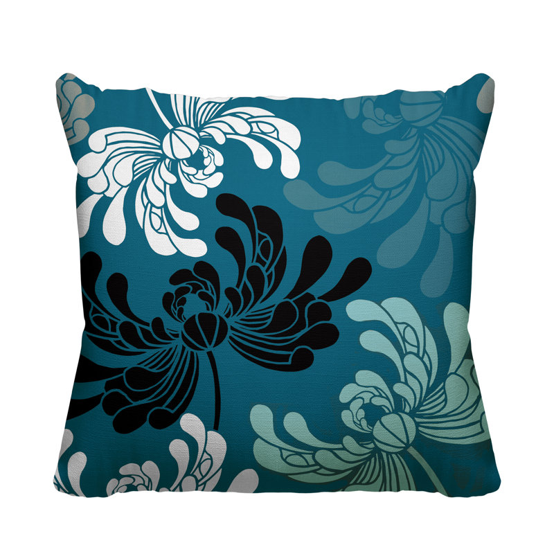 Coussin décoratif intérieur / extérieur Marilyn, 19 po x 19 po, Turquoise, Carré