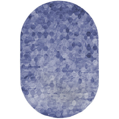 Cowhide Geometric Area Rug in Blue