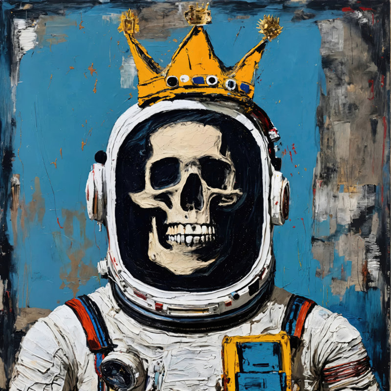 Spaceman 1-Hommage-Basquiat, estampe numérique sur toile tendue avec châssis, H 15 po x l 15 po