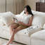 Causeuse-coussin modulaire en chenille crème et blanc-129020780