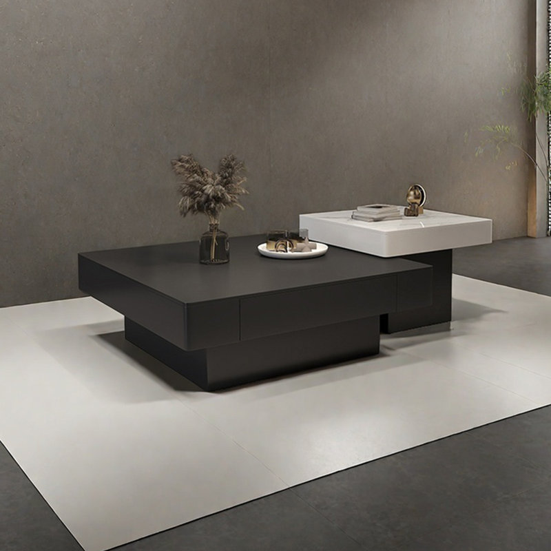 Table basse carrée en pierre de luxe italienne légère, H 13,8 po x l 39,4 po x P 47,2 po