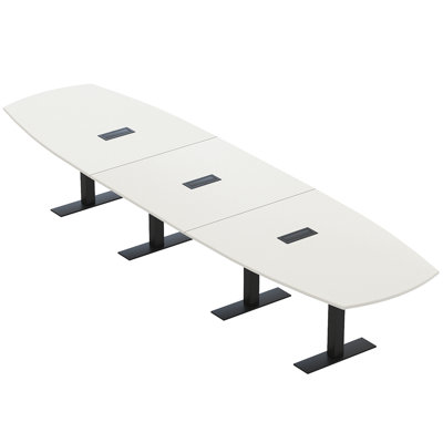 Pavert Arc Boat Conference Table with Metal T Base | Electrical Unit by Inbox Zero