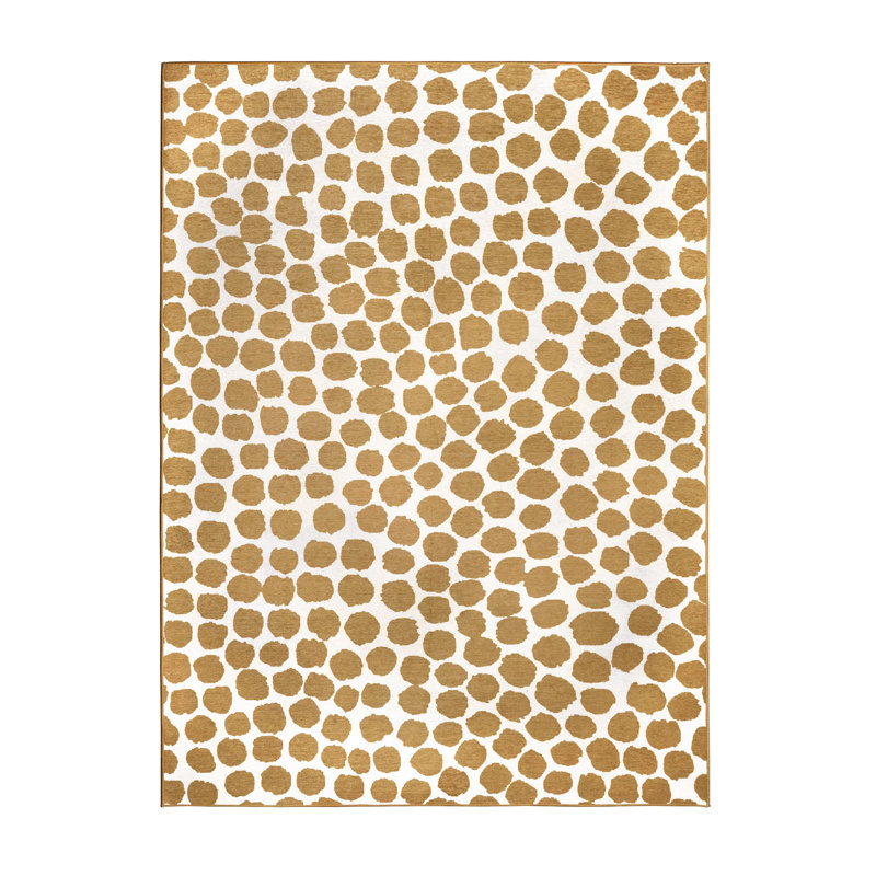 Flock Camel Washable Rug, Rectangle 5' x 7'