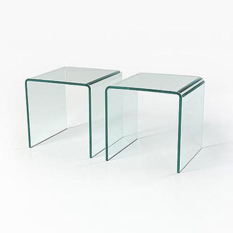 Juana Glass Top Sled Side Table Set