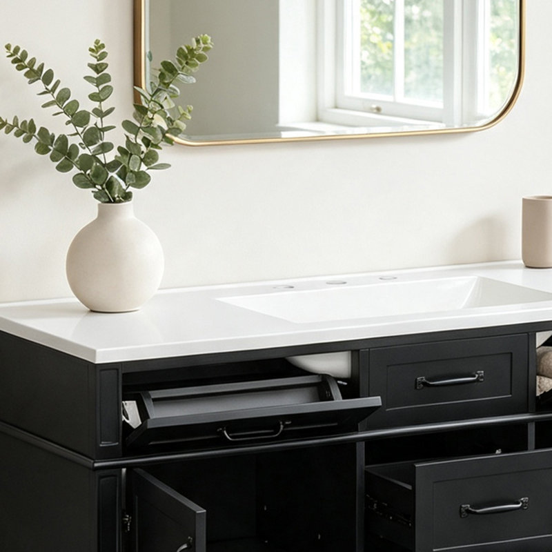 Meuble-lavabo sur pied 48 po avec lavabo, Noir