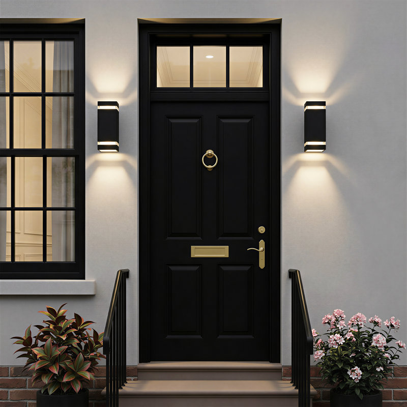 Outdoor Square Wall Light, Black GU10  Exterior Sconce, Waterproof Patio Porch Lamp 10 Inch/26cm