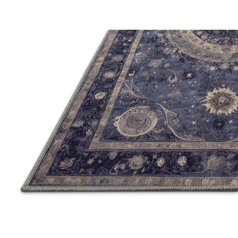 Machine Washable Purple Area Rug, Round 6'