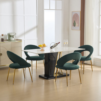 Luxurious Velvet Fabric Dining Chair With Curved Backrest And Sturdy Metal Legs, Perfect For Dining And Indoor Use
