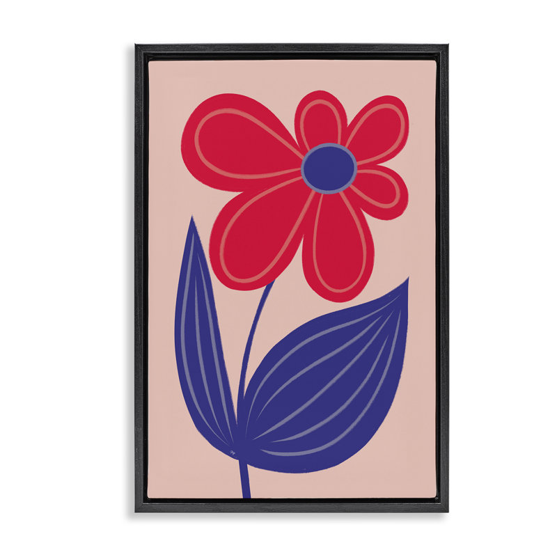 Cadre flottant en forme de marguerite rouge audacieux, design par Martina Pavlova, Cadre flottant noir de jais