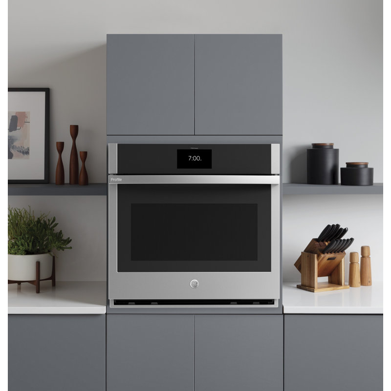 GE Profile Smart Appliances 29.75" 5 cu. ft. Self-Cleaning Convection Electric Single Wall Oven, Silver