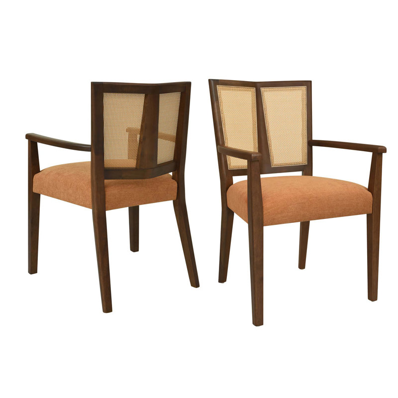 Ensemble de 2 chaises avec accoudoirs, Noyer, Caramel