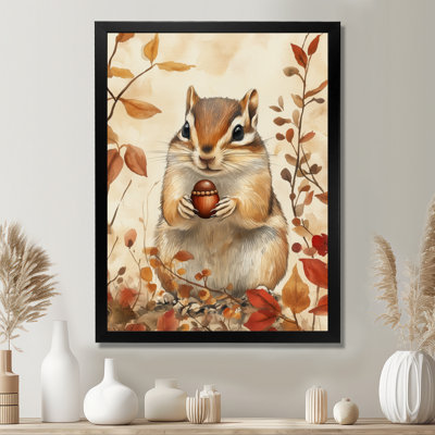 Chipmunk and the Autumn Acorn - Animal Picture Framed Wall Art