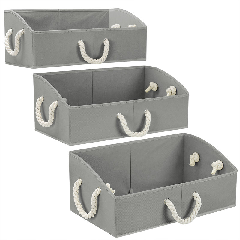 Bacs de rangement Sorbus [paquet de 3] Paniers de rangement en tissu, boîte de rangement trapézoïdale pliable (beige), gris