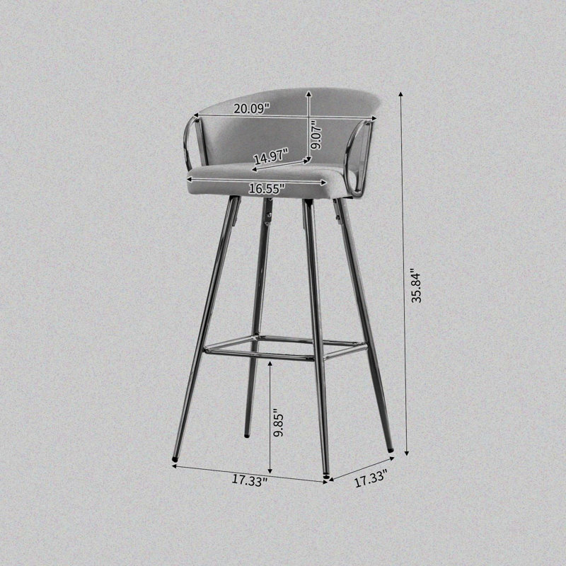 Upholstered 26.79'' Seat Height Counter Stool with Metal Frame, 2 Pieces/Set, Blue