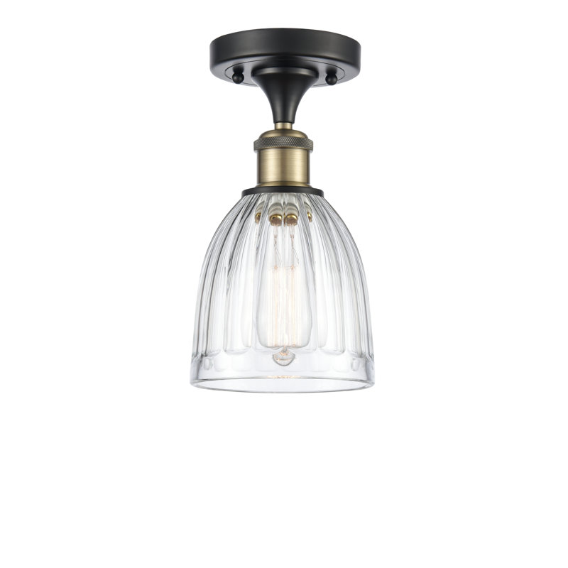 Plafonnier semi-encastré 1 lumière 5,75 po Dunder, Ampoule non incluse, Noir mat, Transparent